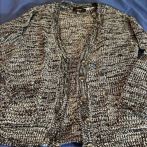 Black and white knit cardigan